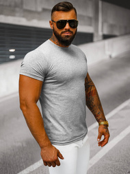 T-shirt męski bez nadruku szary OZONEE JS/712005Z