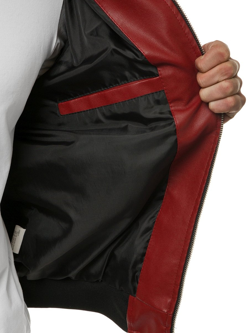 Kurtka skórzana męska bordowa OZONEE JB/JP1147Z