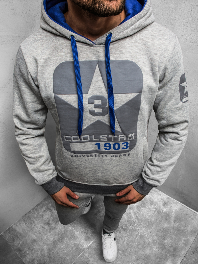 Bluza męska z kapturem szara js/y10001bz