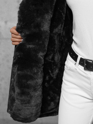 Kurtka zimowa damska długa z futerkiem czarna OZONEE JS/11Z8085