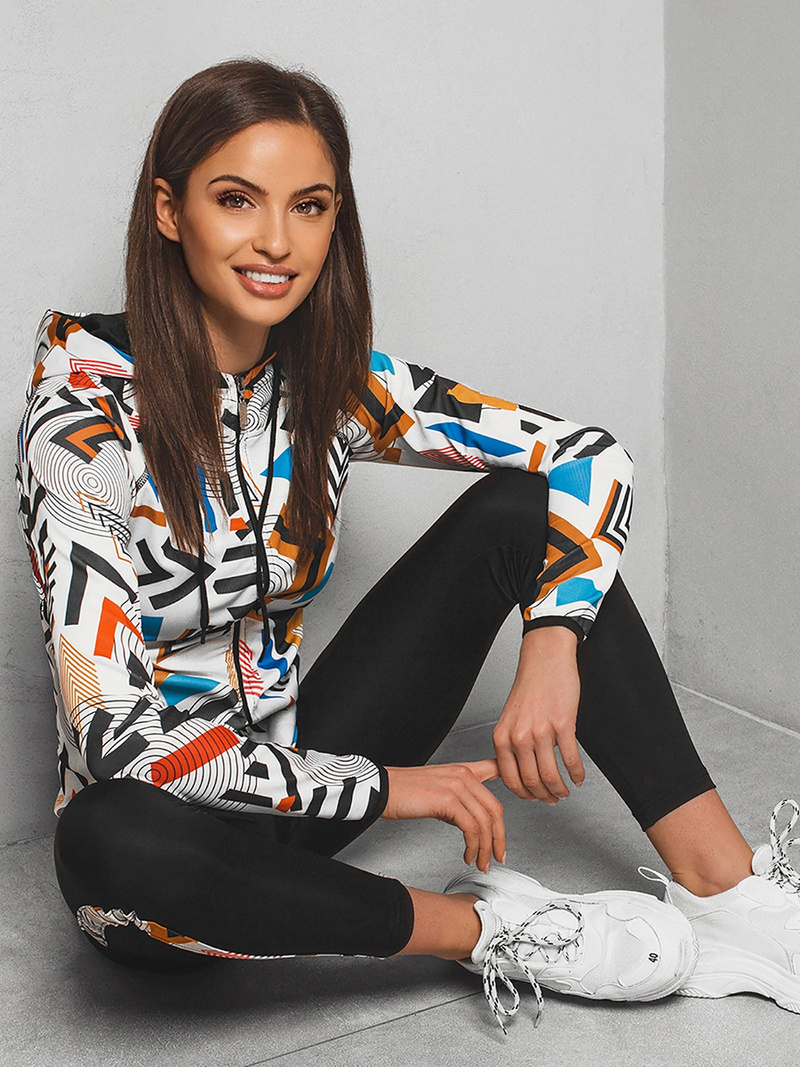 Komplet sportowy dwuczęściowy damski biało-czarny OZONEE O/20681Z