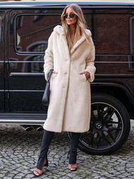 Kurtka zimowa damska długa futrzana beżowa OZONEE JS/11Z8250