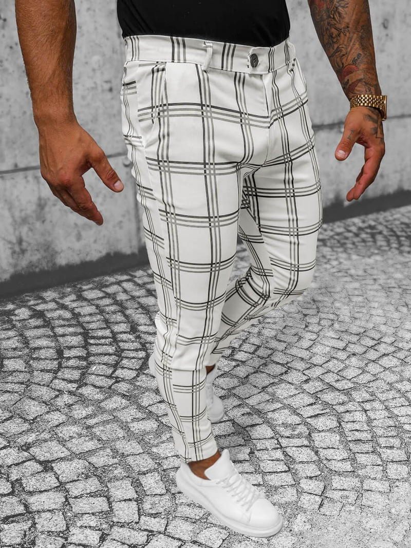 Spodnie męskie chino materiałowe białe OZONEE O/P4028