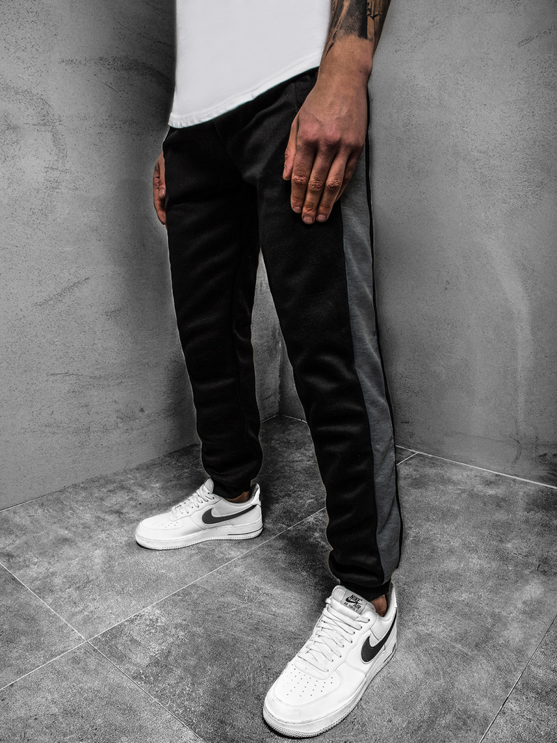 Штани спортивні чоловічі Чорно-Темно-сірі OZONEE JS/JZ11003Z