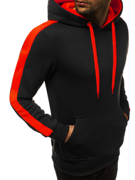 Bluza z kapturem męska czarno-czerwona OZONEE JS/2012