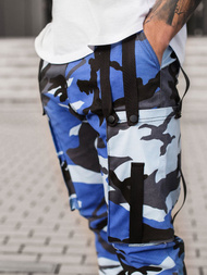 Spodnie męskie chino joggery niebiesko-czarne OZONEE O/11102