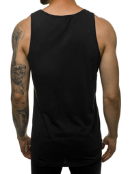 Koszulka bez rękawów męska z nadrukiem czarna OZONEE 724T