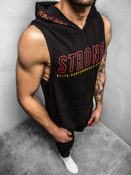 T-Shirt z kapturem męski czarny OZONEE MAD/2992Z