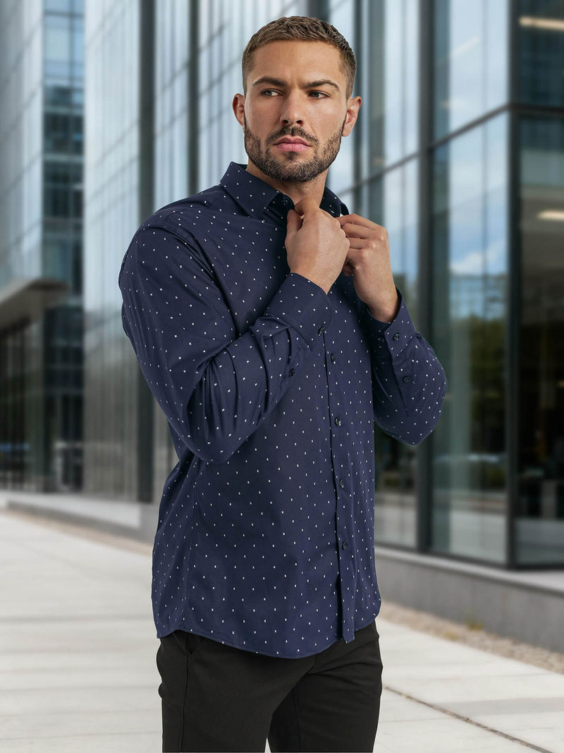 Koszula męska elegancka granatowa OZONEE V/V181