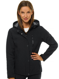 Kurtka softshell damska z kapturem czarna OZONEE JS/HD181/1