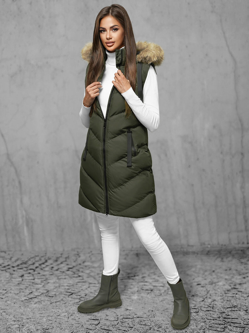 Стьобаний жіночий жилет Зелена OZONEE JS/M787/136