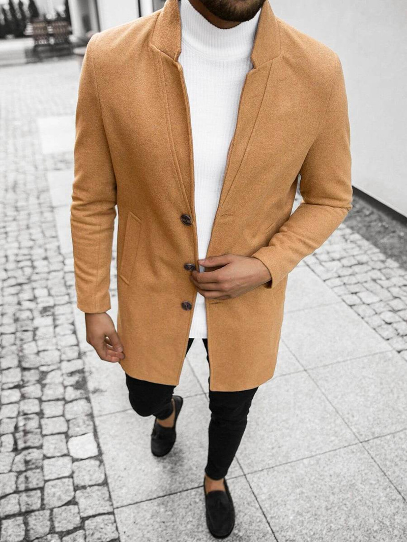 Пальто чоловіче Яскраво-Гiрчичний OZONEE O/5628