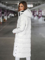 Kurtka zimowa damska długa pikowana biała OZONEE JS/5M3233/281