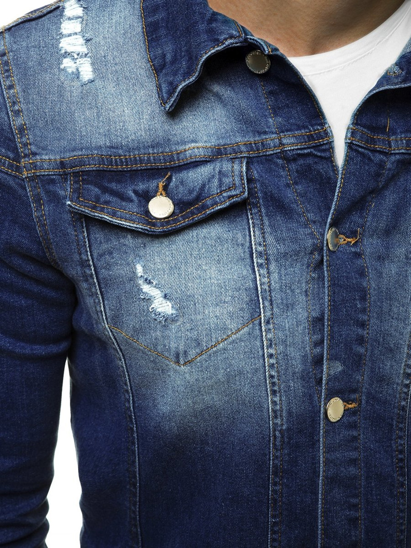 Kurtka męska jeans ciemno-niebieska OZONEE G/474K