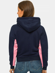 Bluza z kapturem rozpinana damska granatowo-różowa OZONEE JS/B26044