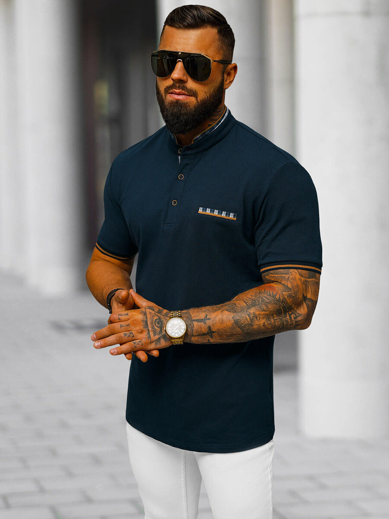 Футболка Поло Чоловіча Tемно-Cиня OZONEE O/DA799