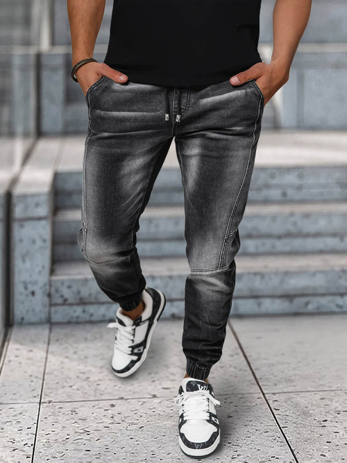 Spodnie jeansowe joggery męskie czarne OZONEE NB/MP0115NZ