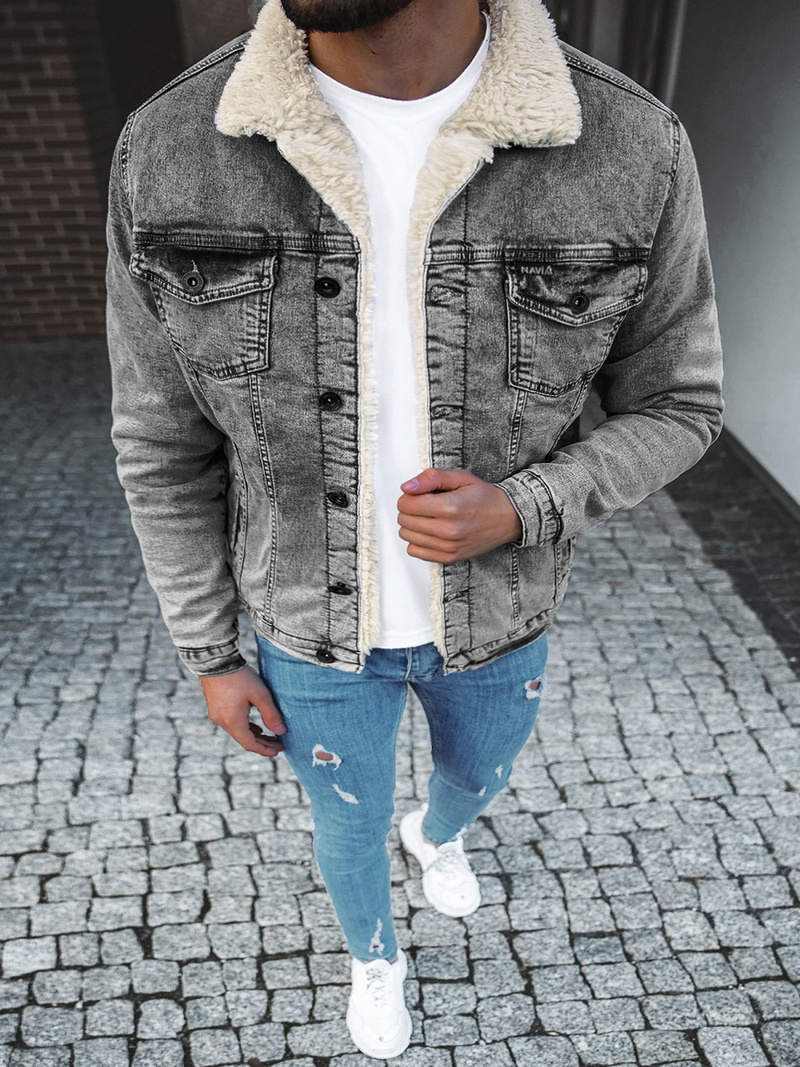 Куртка чоловіча джинсова Графітова OZONEE BN/7287