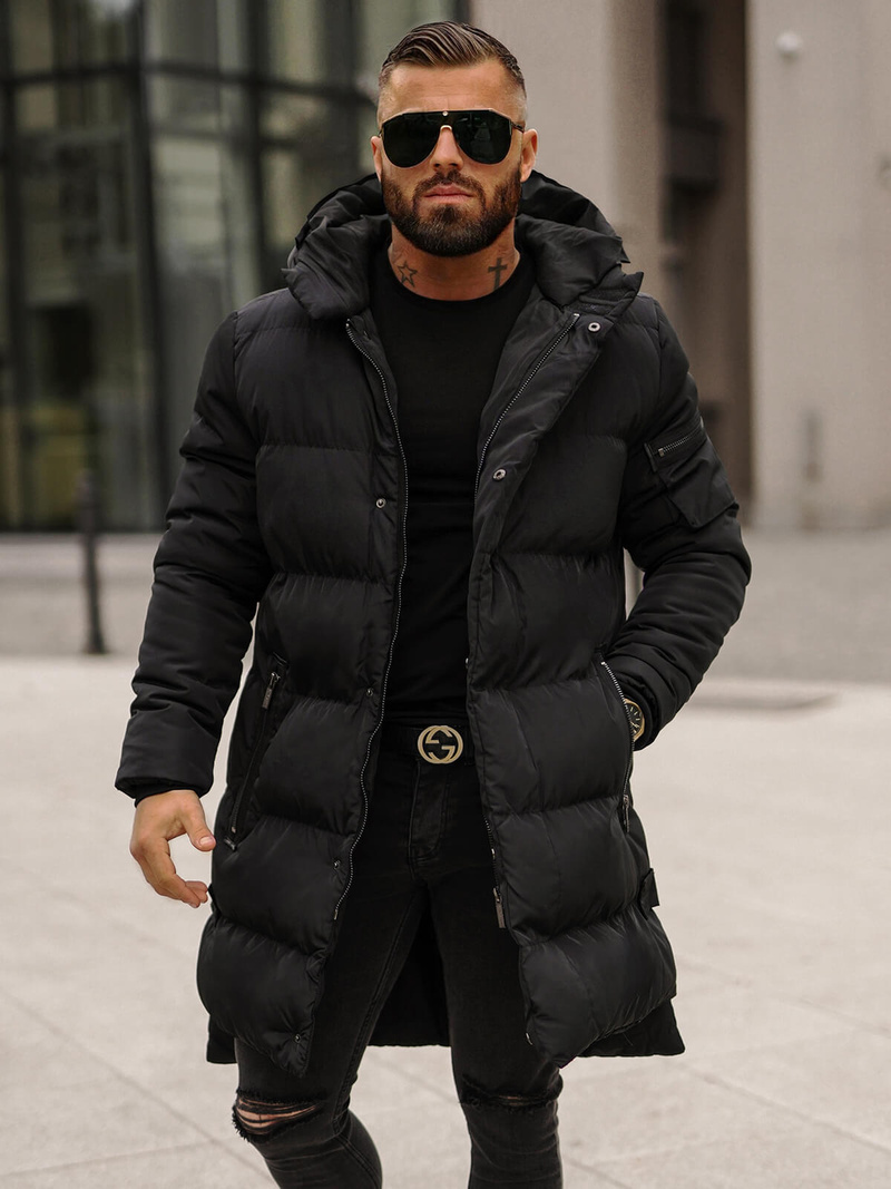 Kurtka zimowa męska pikowana czarna OZONEE O/M799Z