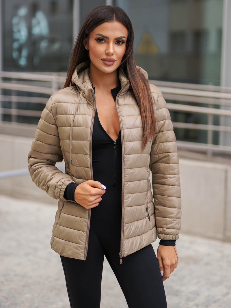 Kurtka damska pikowana beżowa OZONEE JS/16M9102/62