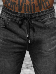 Spodnie jeansowe joggery męskie czarne OZONEE NB/MP0275N