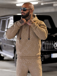 Komplet dresowy męski welurowy beżowy OZONEE O/3C390