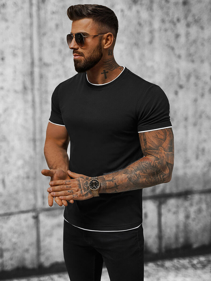 T-shirt męski czarny OZONEE JS/8T227/3