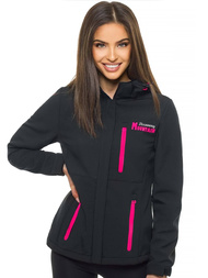 Kurtka softshell damska z kapturem czarna OZONEE JS/HH028/1