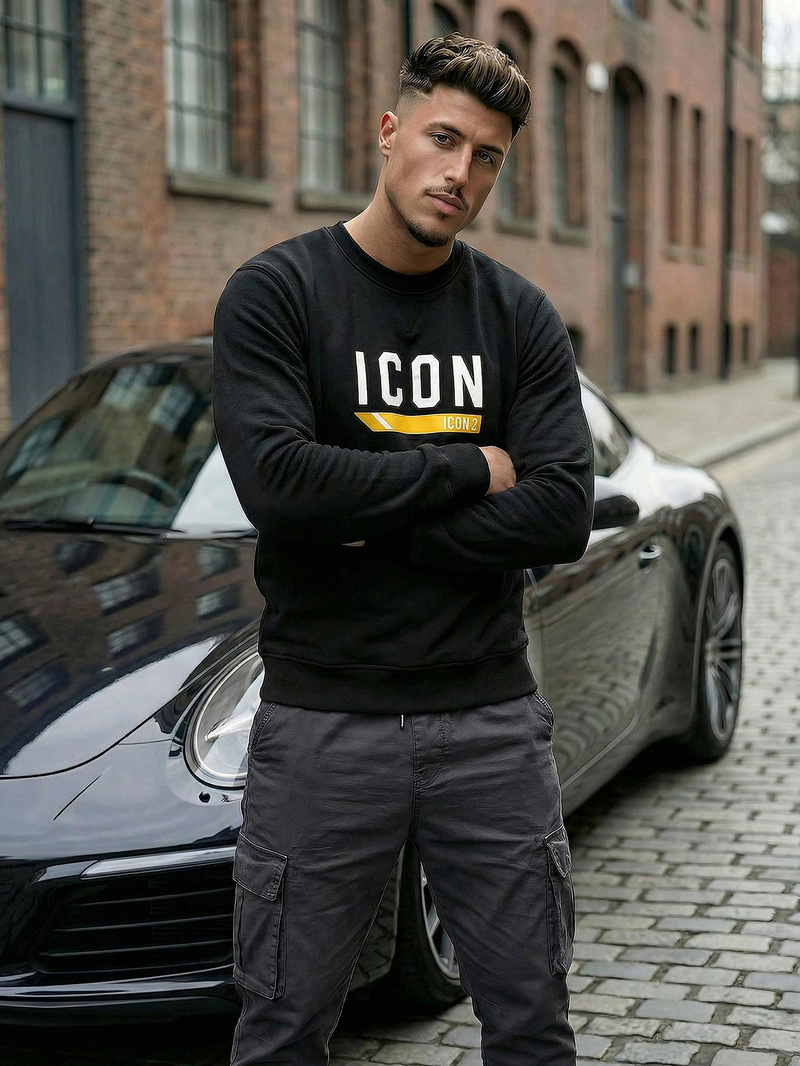 Чоловічий світшот чорний OZONEE JS/8B1753/3