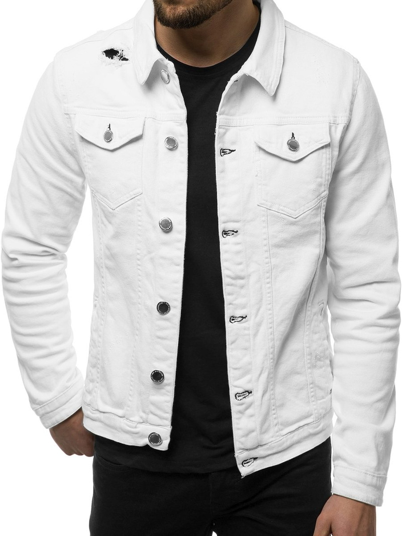 Kurtka jeans męska biała OZONEE G/602