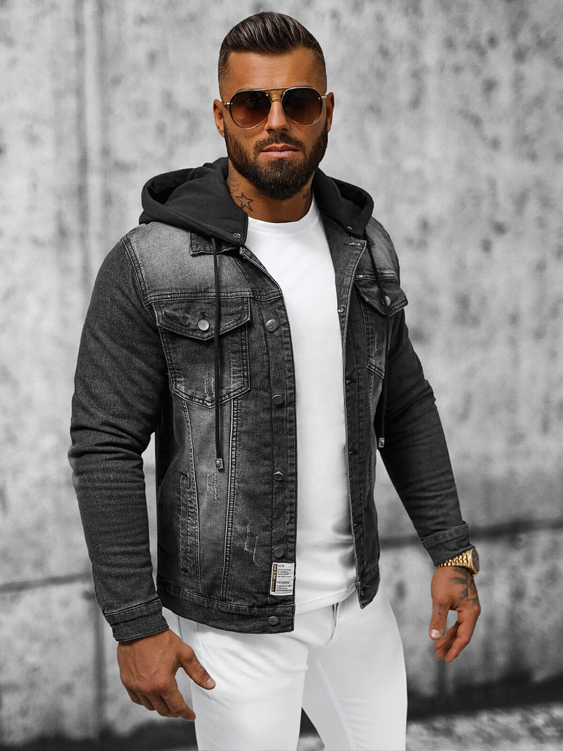 Чоловіча джинсова куртка Чорна OZONEE NB/MJ530N