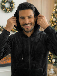 Komplet dresowy męski welurowy czarny OZONEE JS/8C1169/3Z