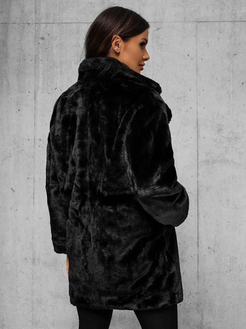 Kurtka zimowa damska z futerkiem czarna OZONEE JS/11Z8168Z