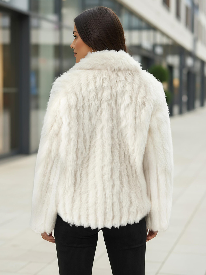 Kurtka zimowa damska futrzana biała OZONEE JS/11Z8261Z