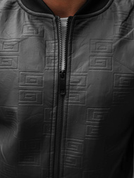 Чоловіча шкіряна куртка Чорна OZONEE O/3A65
