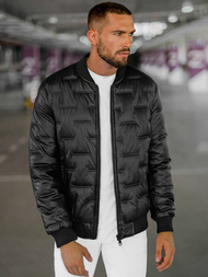 Kurtka skórzana męska bomberka czarna OZONEE O/11Z8099Z