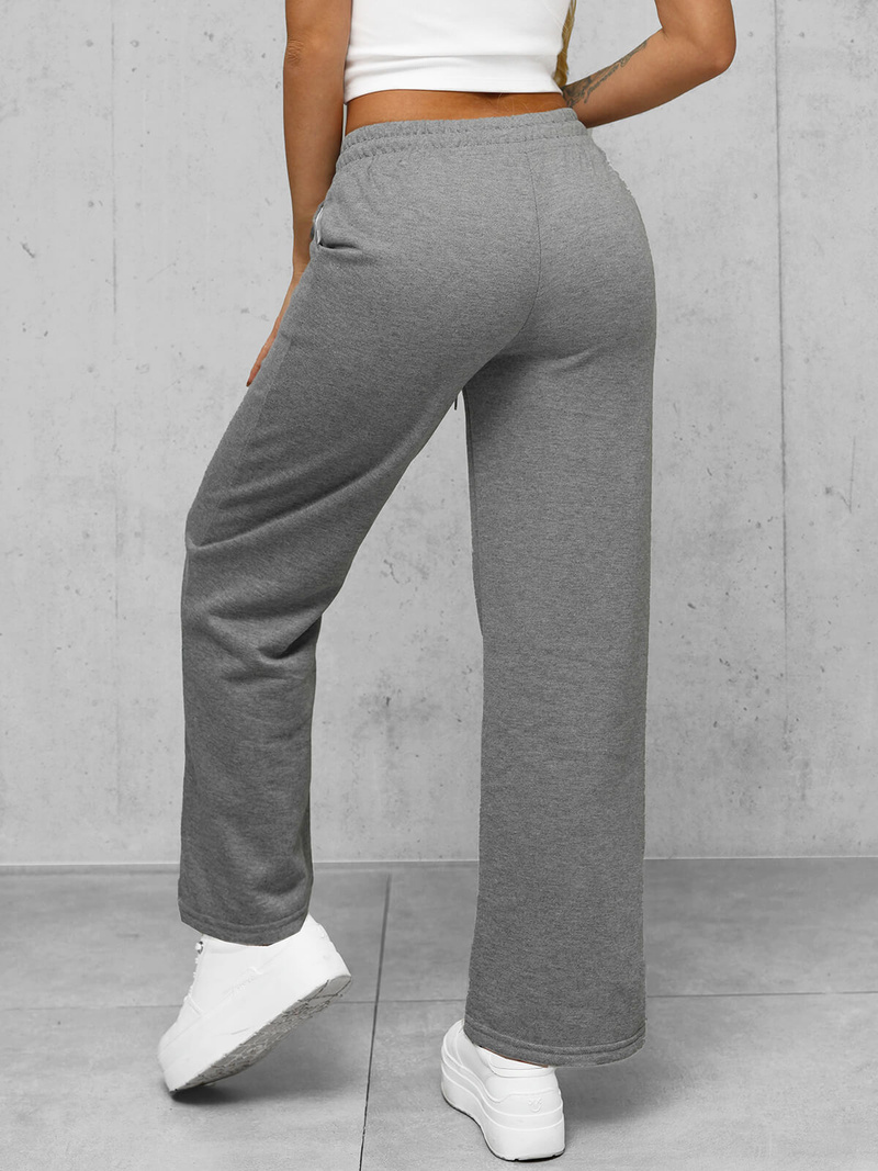 Spodnie dresowe damskie z szeroką nogawką grafitowe OZONEE JS/92K507/5