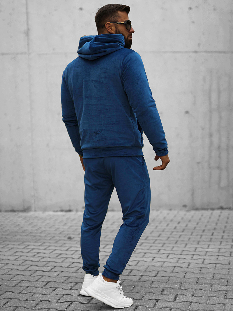 Komplet dresowy męski welurowy granatowy OZONEE O/12139