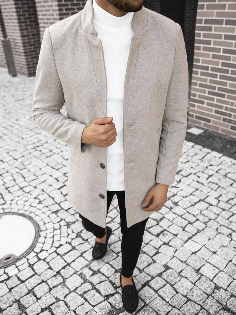 Płaszcz męski jasno-beżowy OZONEE O/5628