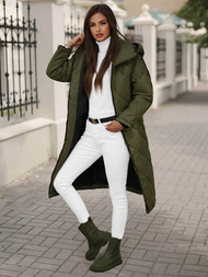 Kurtka zimowa damska długa ciemno-zielona OZONEE JS/5M3171/136Z