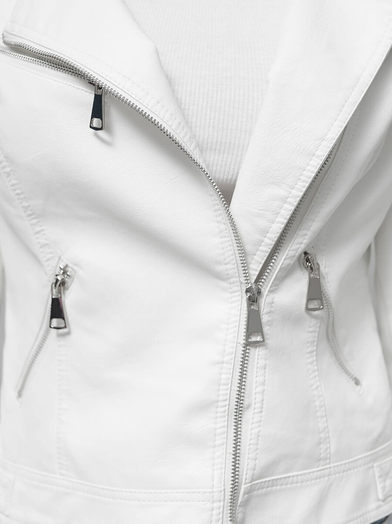 Kurtka skórzana damska ramoneska biała OZONEE O/G88