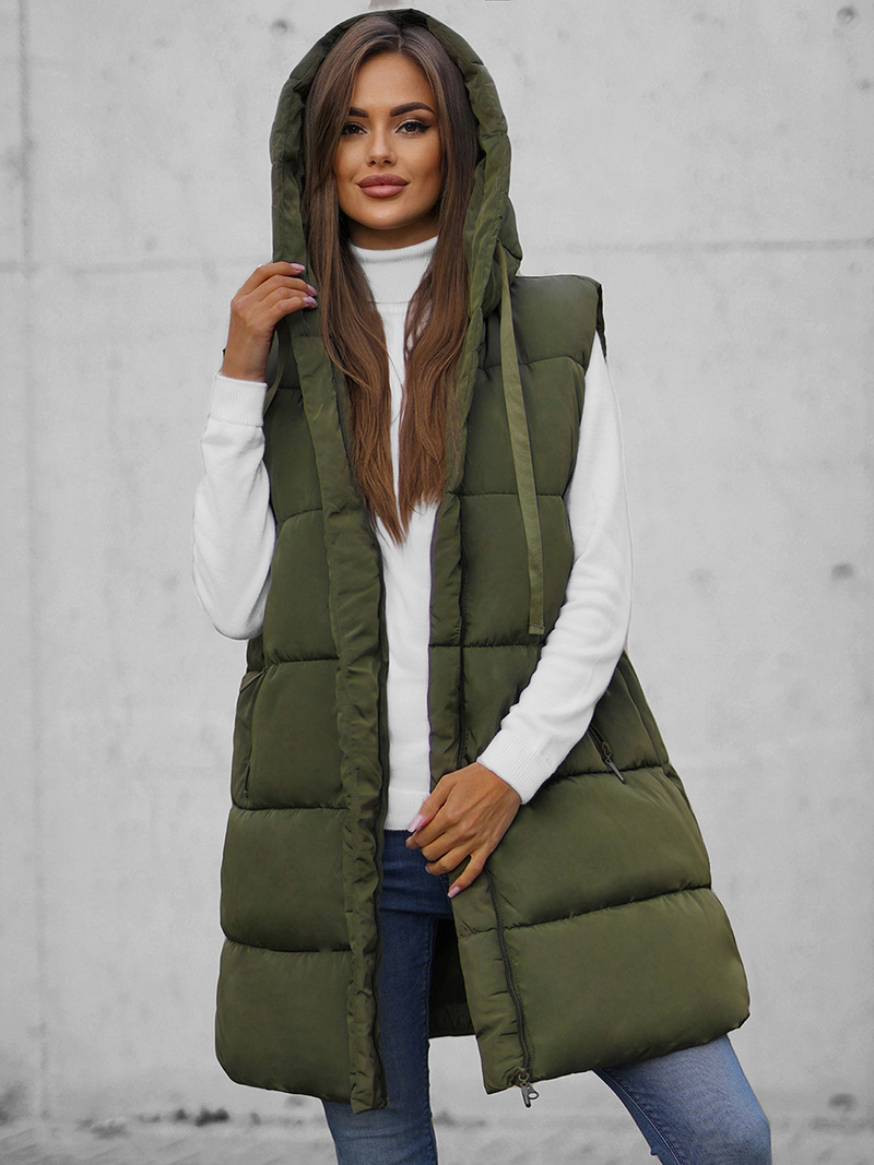 Стьобаний жіночий жилет Зелена OZONEE O/81266Z