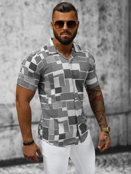 Koszula męska z krótkim rękawem szara OZONEE E/1400/123