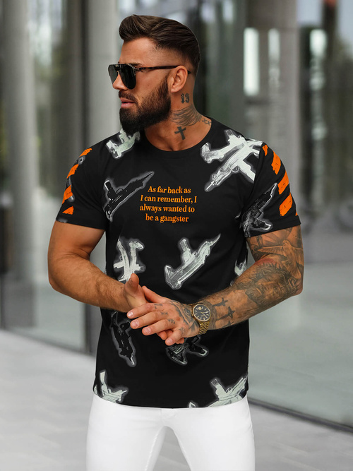 T-shirt męski czarny OZONEE O/MPO3471