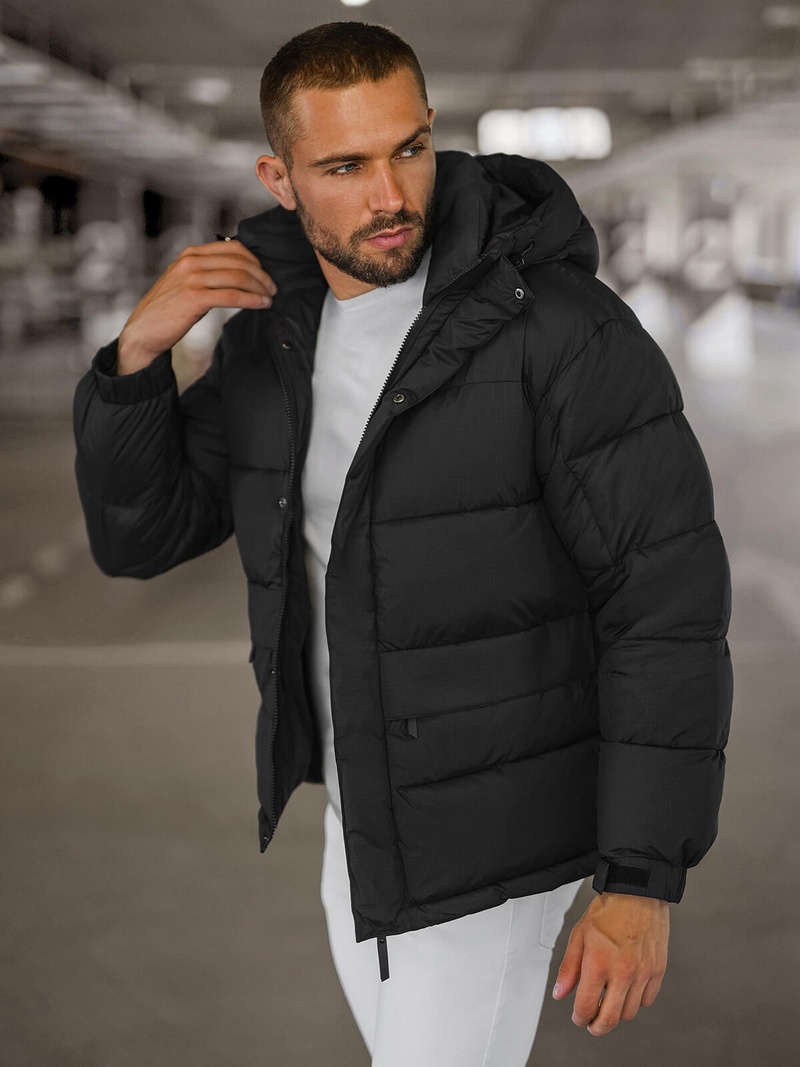 Kurtka zimowa męska pikowana czarna OZONEE JS/31M5008Z