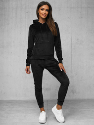 Komplet dresowy damski welurowy czarny OZONEE O/8C1175/3Z