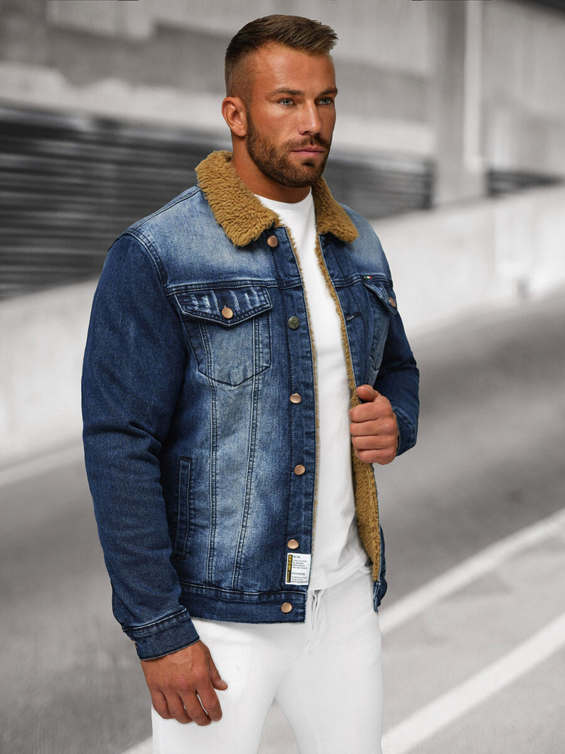 Чоловіча джинсова куртка Темно-Синя OZONEE NB/MJ520BSZ