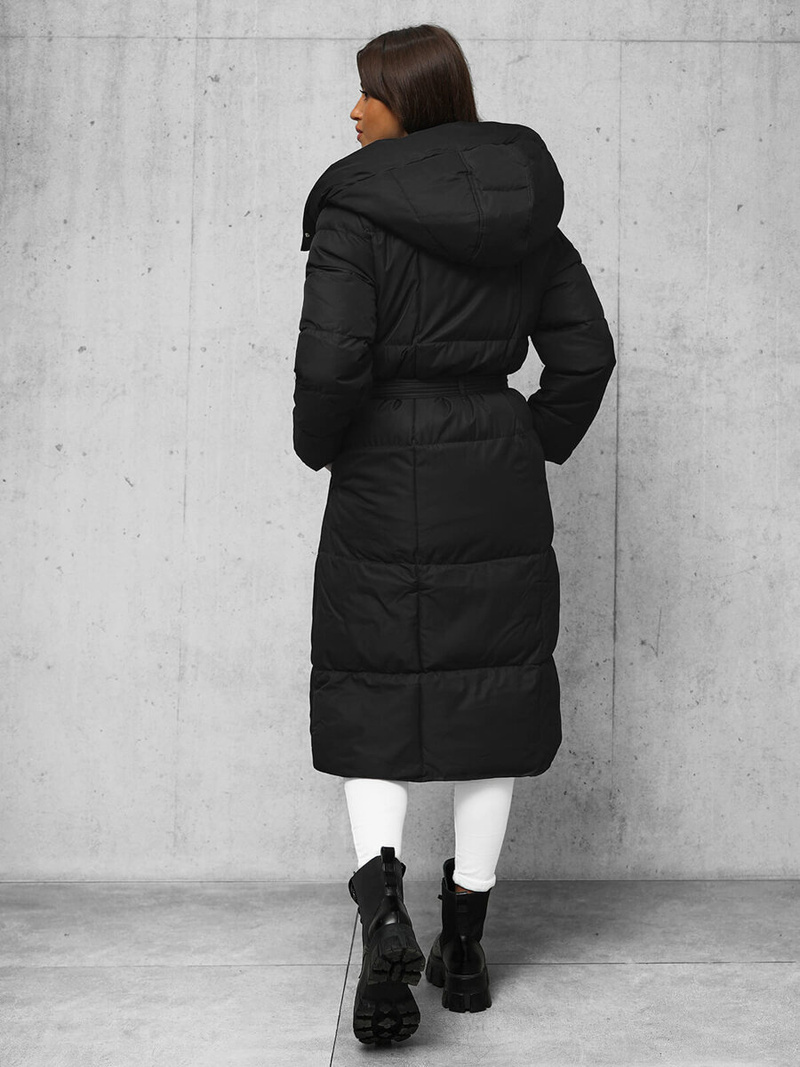 Płaszcz zimowy damski pikowany czarny OZONEE JS/5M3227/392