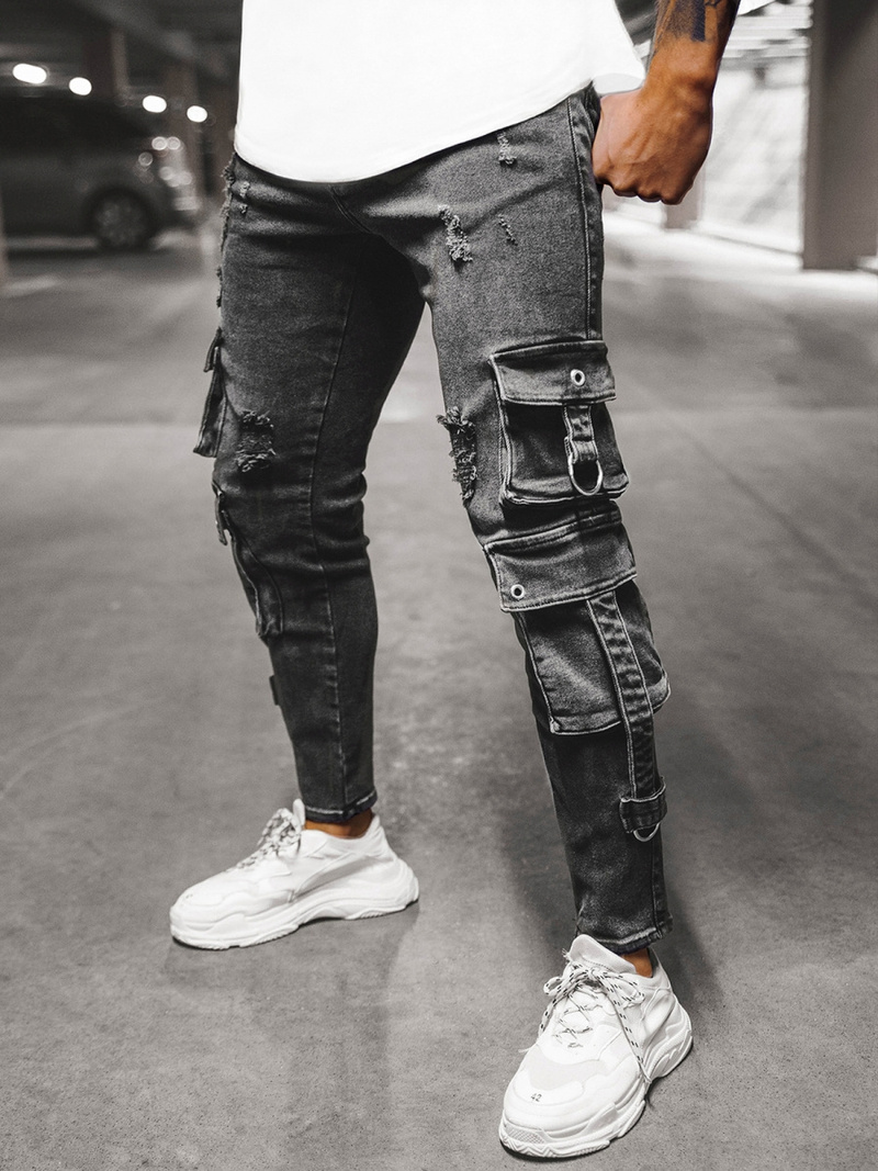 Spodnie jeansowe męskie czarne OZONEE O/B5960Z