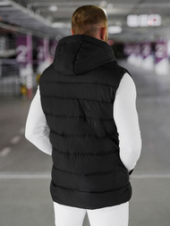 Kamizelka męska pikowana z kapturem czarna OZONEE JS/57M7507/392Z